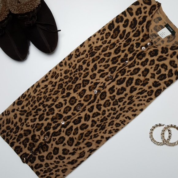 J. Crew Sweaters - J. Crew 100% Wool Cheetah Print Cardigan Size S